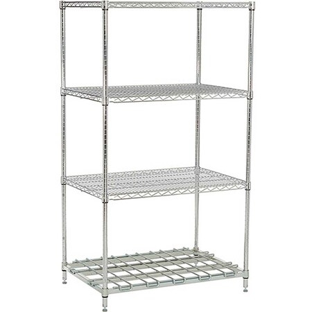 Nexel Poly-Z-Brite, 4 Tier, Wire Shelving Unit, 1 Heavy Duty Shelf, 60W x 18D x 86H 186081DSZ
